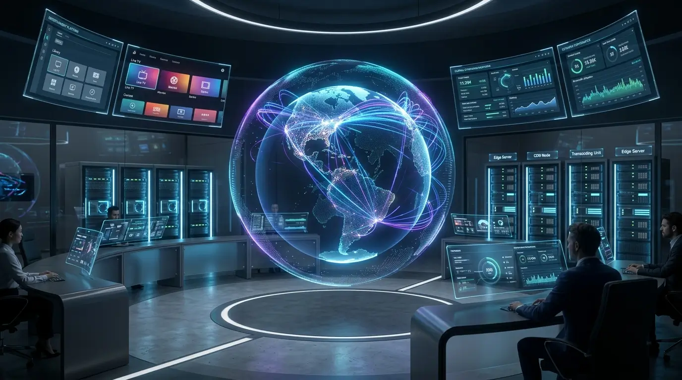Modern IPTV providers streaming infrastructure with digital media servers