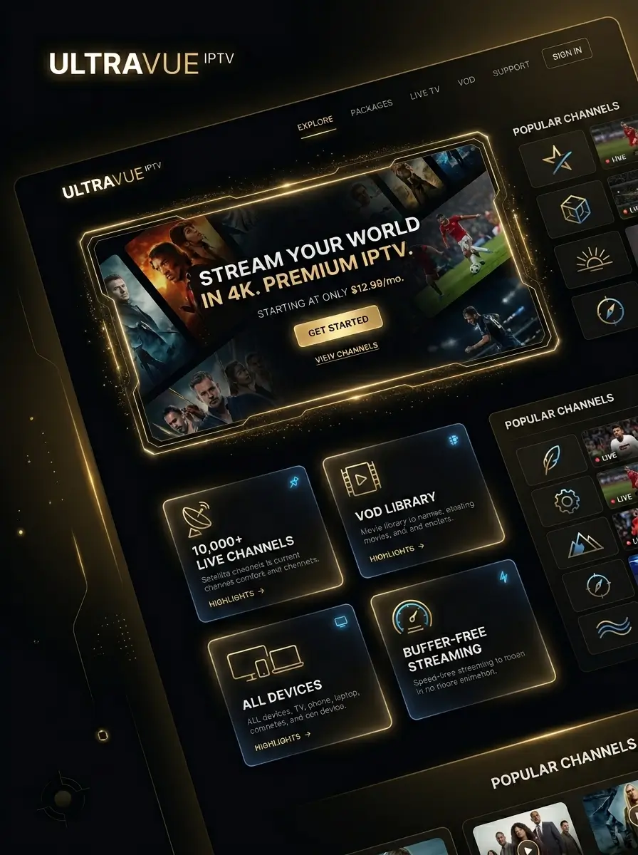 Professional IPTV service interface designed for online streaming users